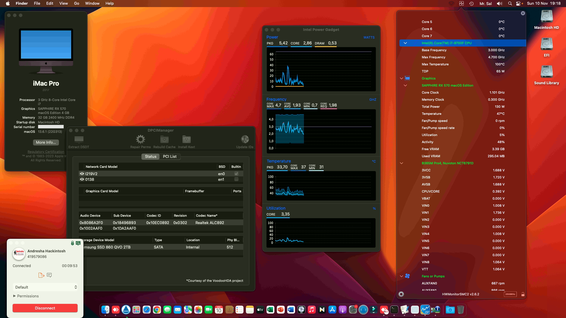 Success Hackintosh macOS Ventura 13.6.1 Build 22G313 in Asrock B365M Pro4 + Intel Core i7 9700F + Sapphire RX 570